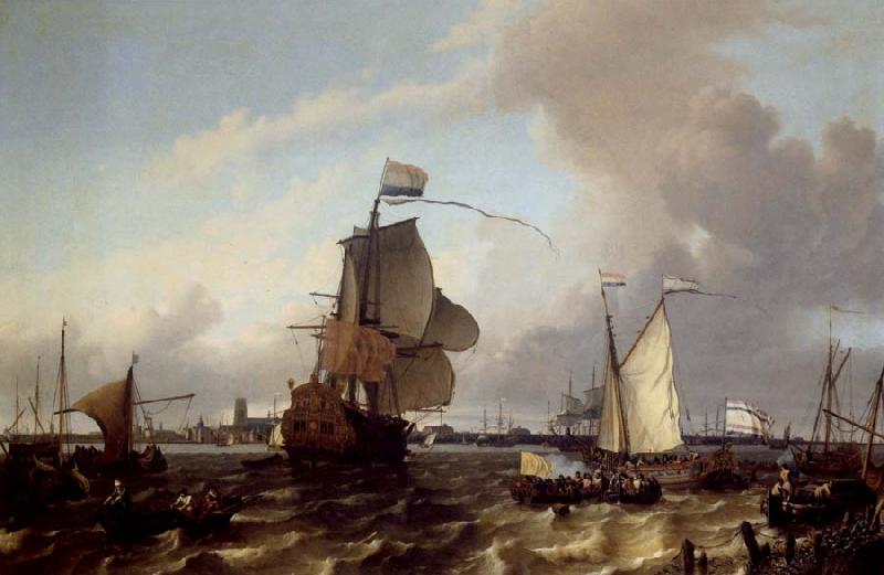 REMBRANDT Harmenszoon van Rijn The Man-of-War Brielle on the Maas near Rotterdam